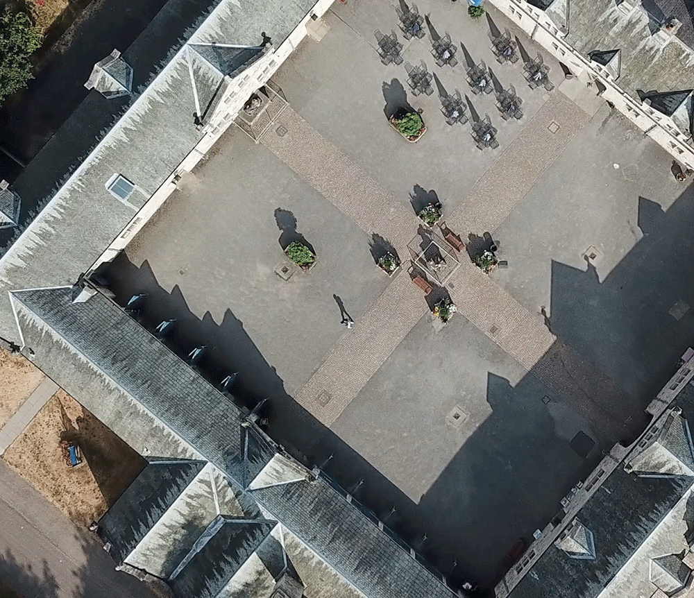 Commercial drone pilot Robert Rathbone's picture of The courtyard at Thoresby Hall, Nottinghamshire